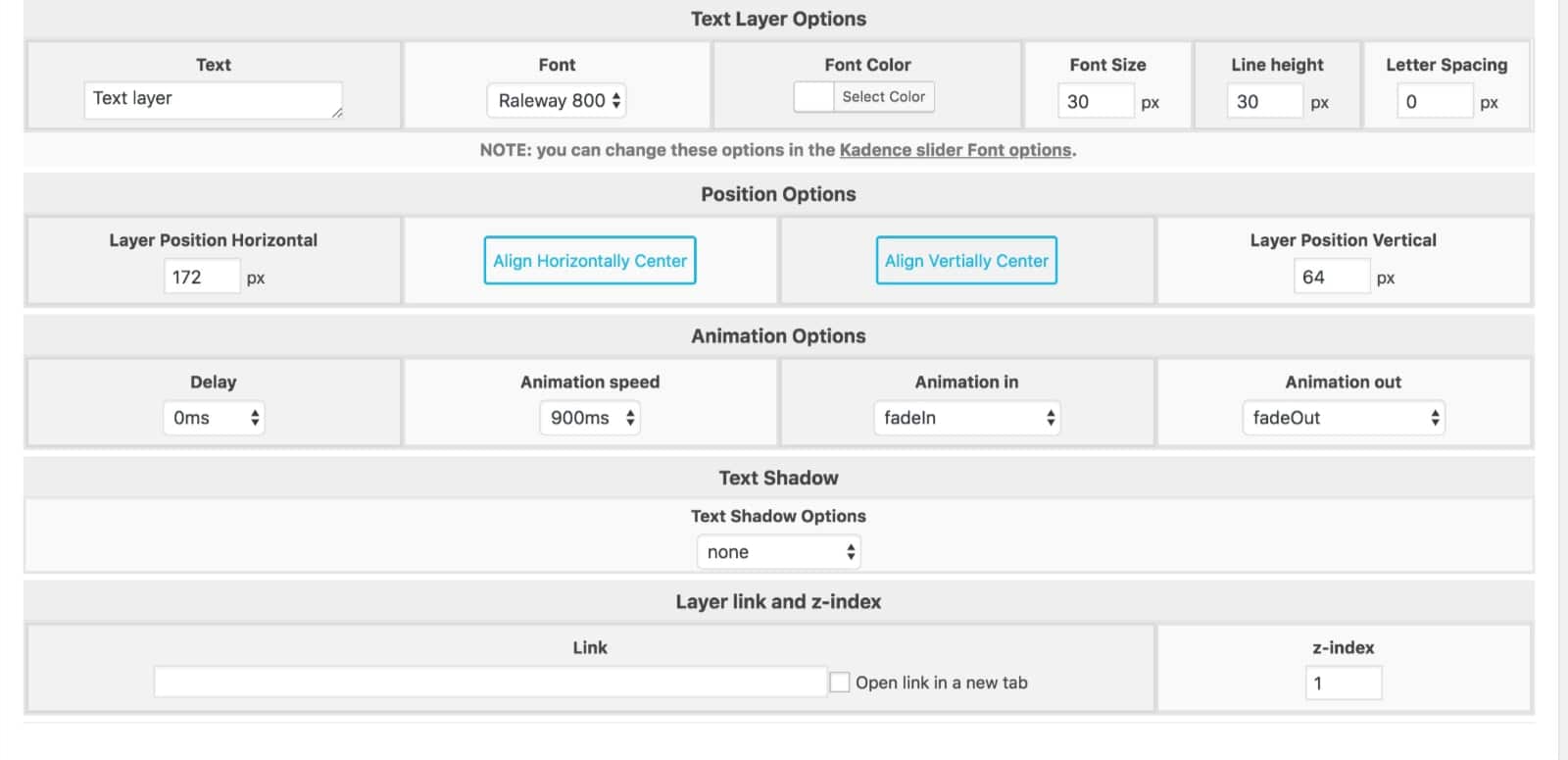 Layer Options Kadence Slider